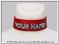 Neckband with rhinestone letters