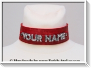 Neckband with rhinestone letters